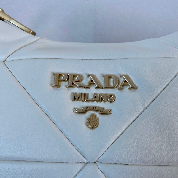 Pra*a system nappa leather patchwork bag