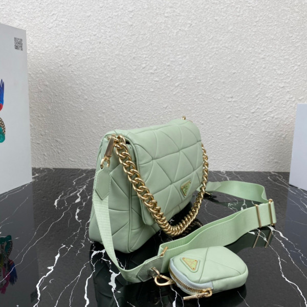 Pra*a system nappa leather patchwork bag