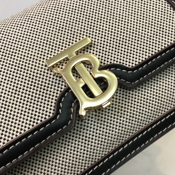 B**rry two-tone canvas and leather tb bag