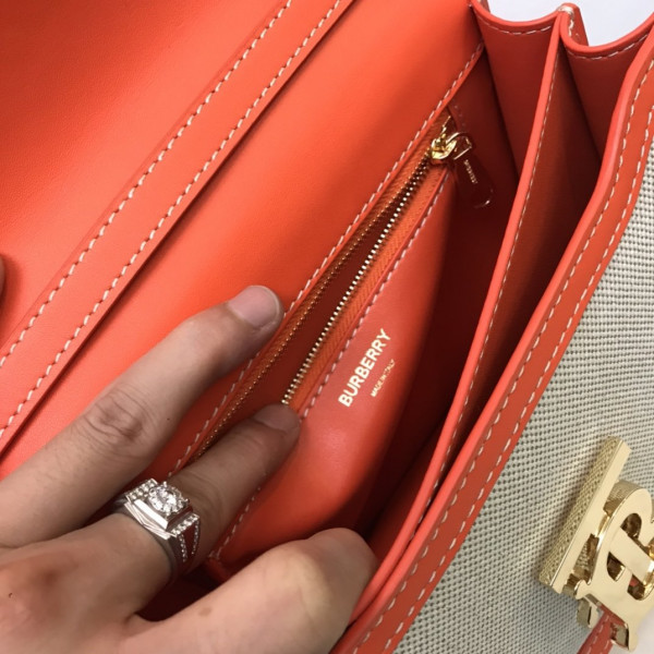 B**rry two-tone canvas and leather tb bag