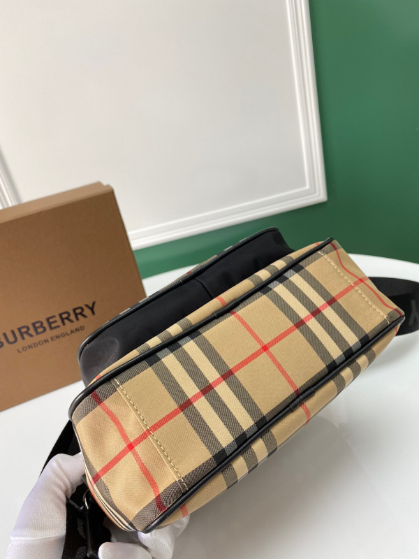 B**rry vintage check and leather crossbody bag