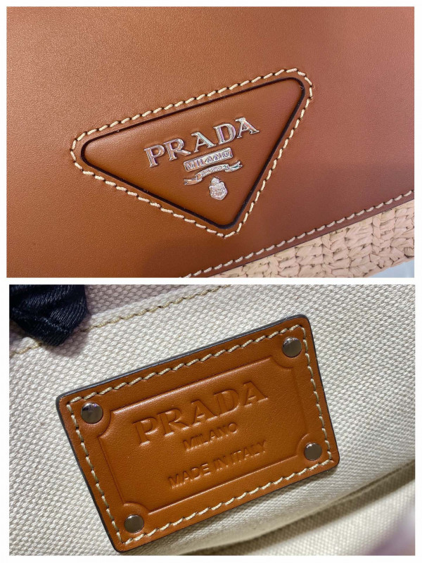 Pra*a raffia and leather shoulder bag