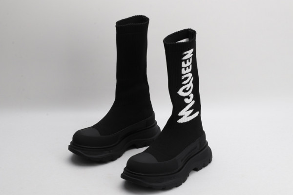ale*d*r M*Q*en graffiti knit tread slick boot
