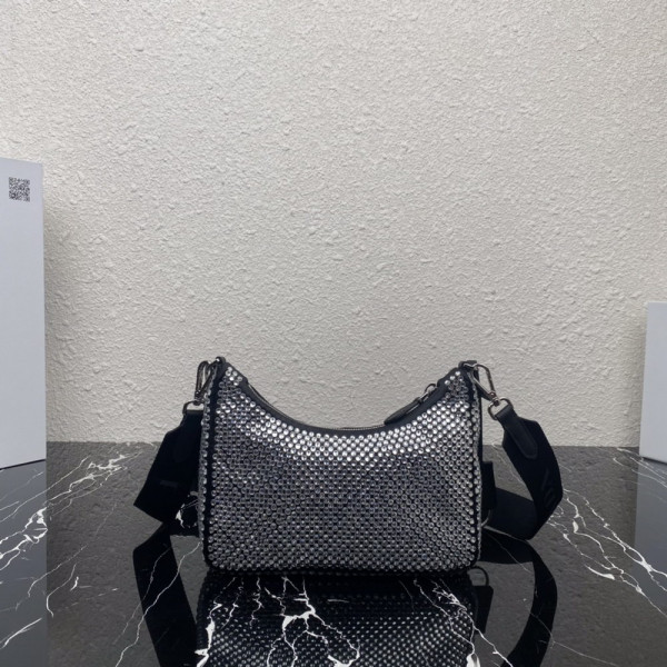Pra*a re-edition 2005 satin bag with crystals