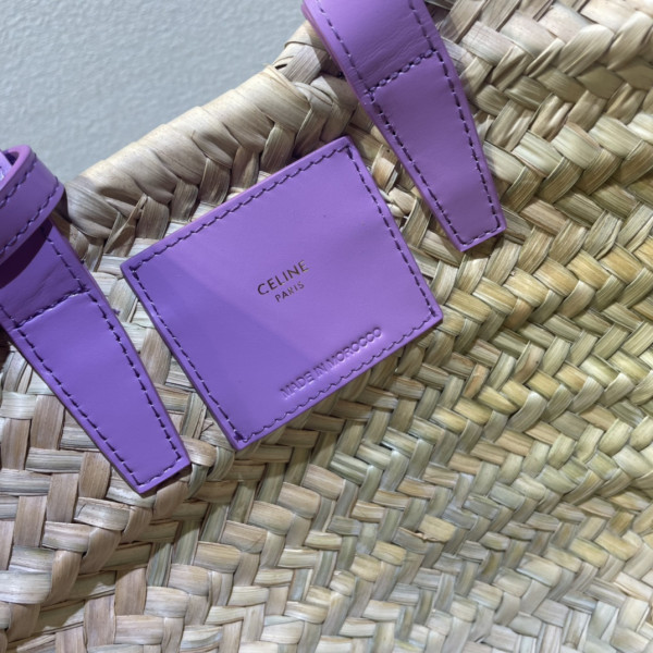 CELIN* TRIOMPHE CELIN* CLASSIC PANIER IN PALM LEAVES AND CALFSKIN