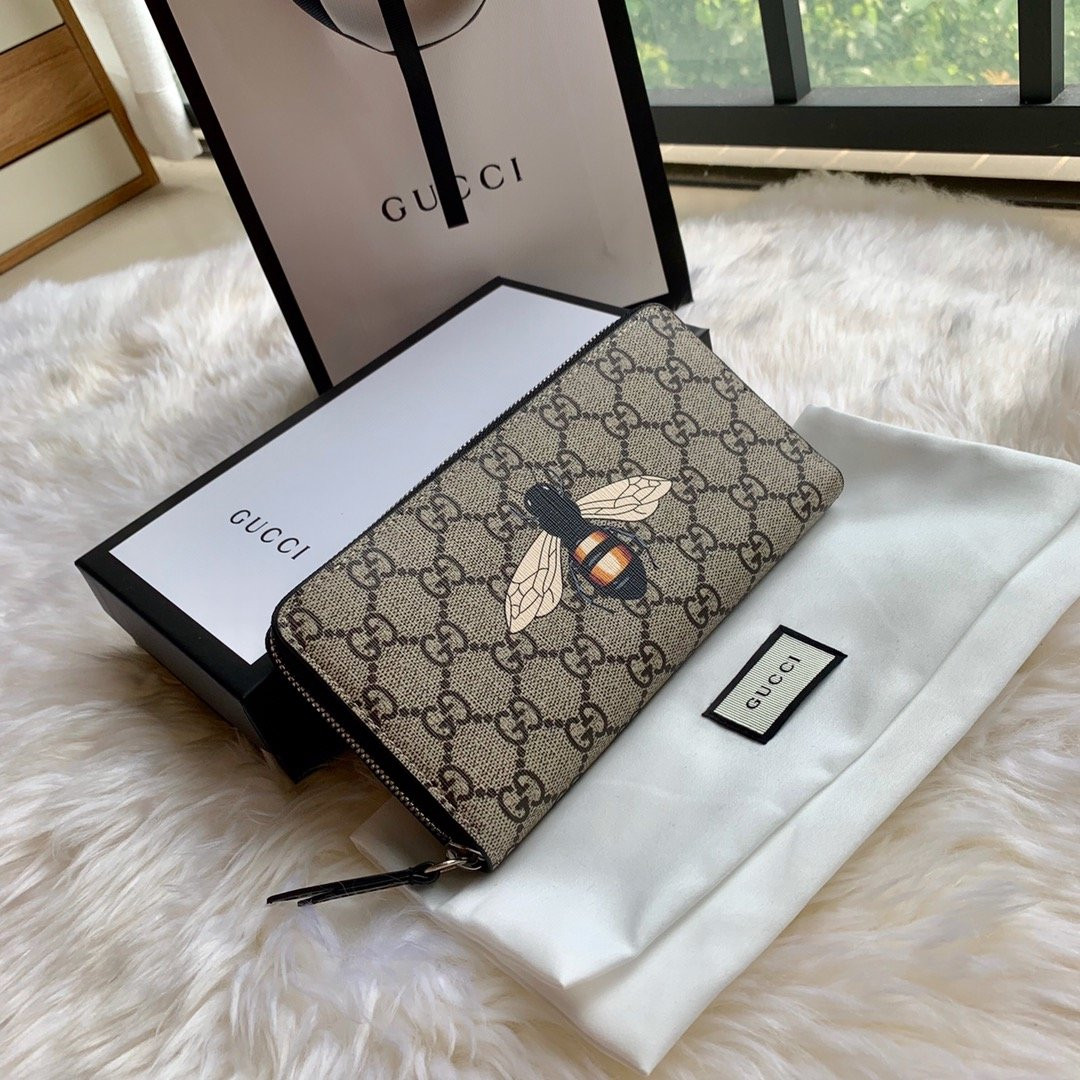 G*u*i bee print gg zip around wallet