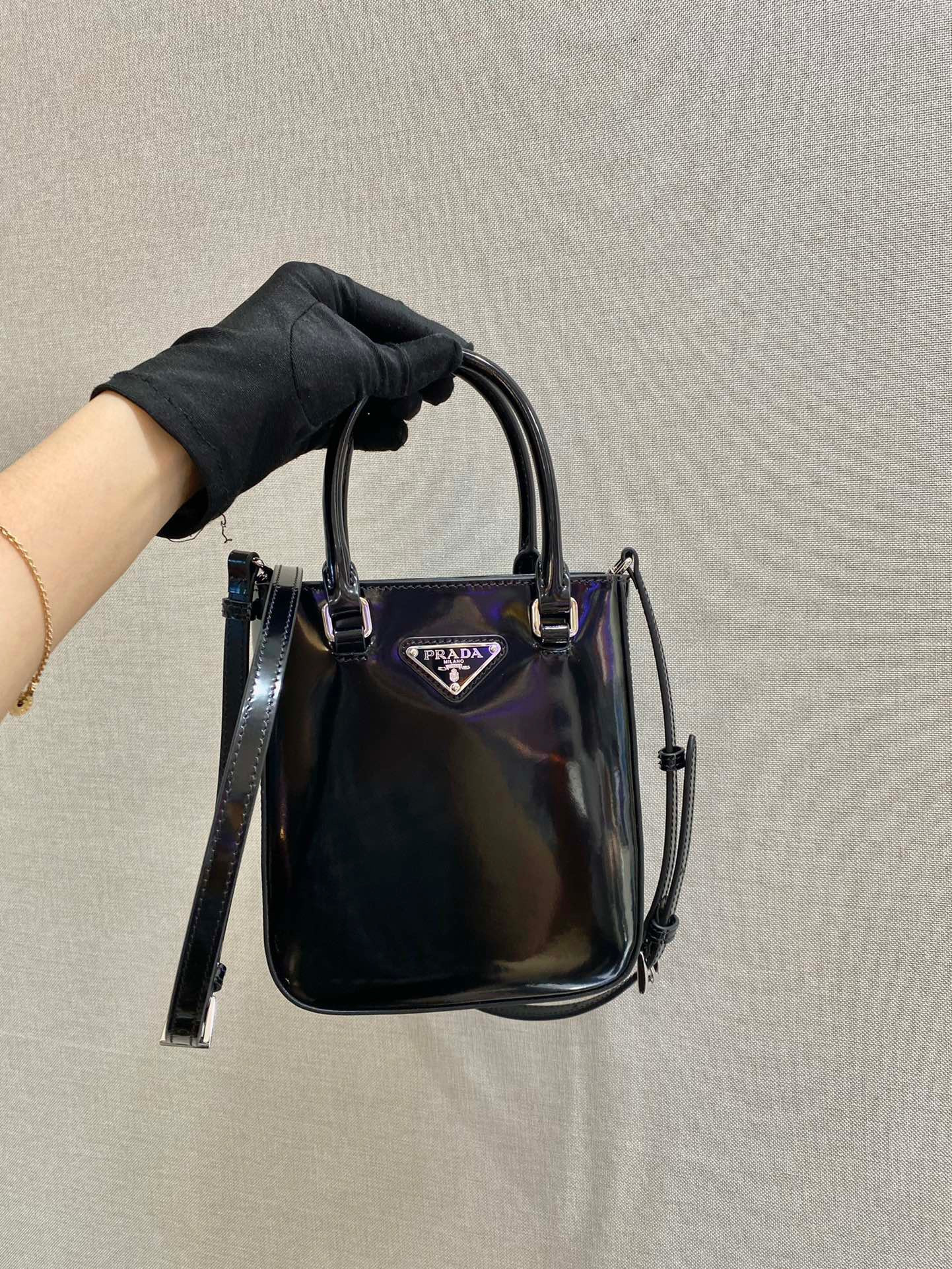 Pra*a small brushed leather tote