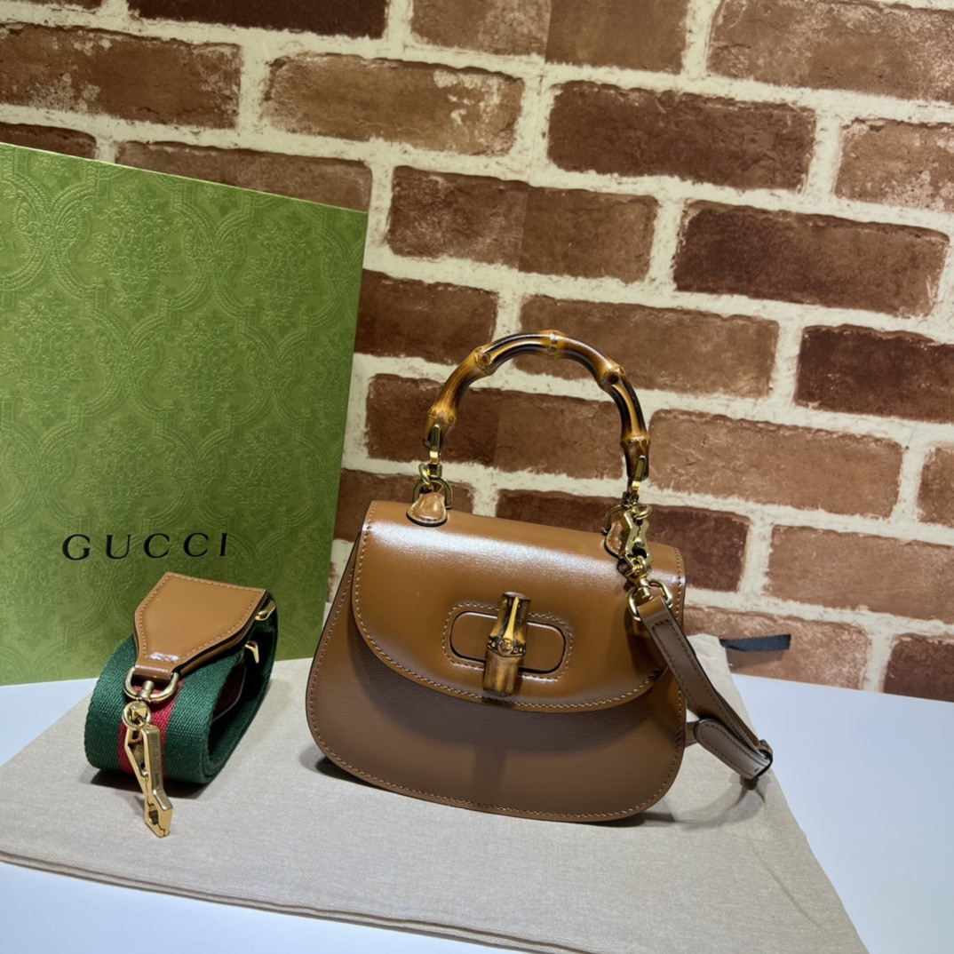 G*u*i mini top handle bag with bamboo