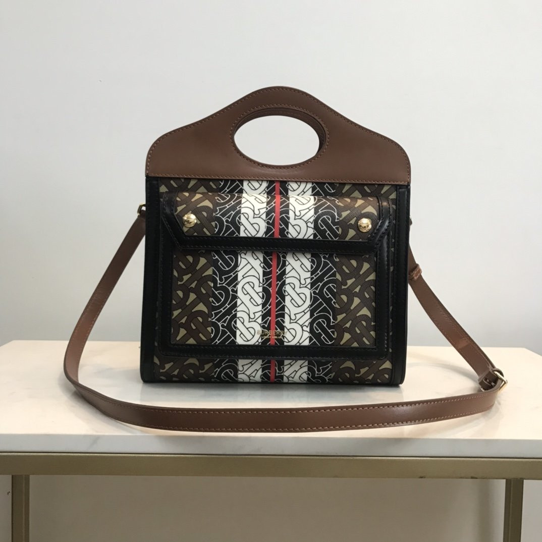 B**rry mini two-tone canvas and leather pocket bag