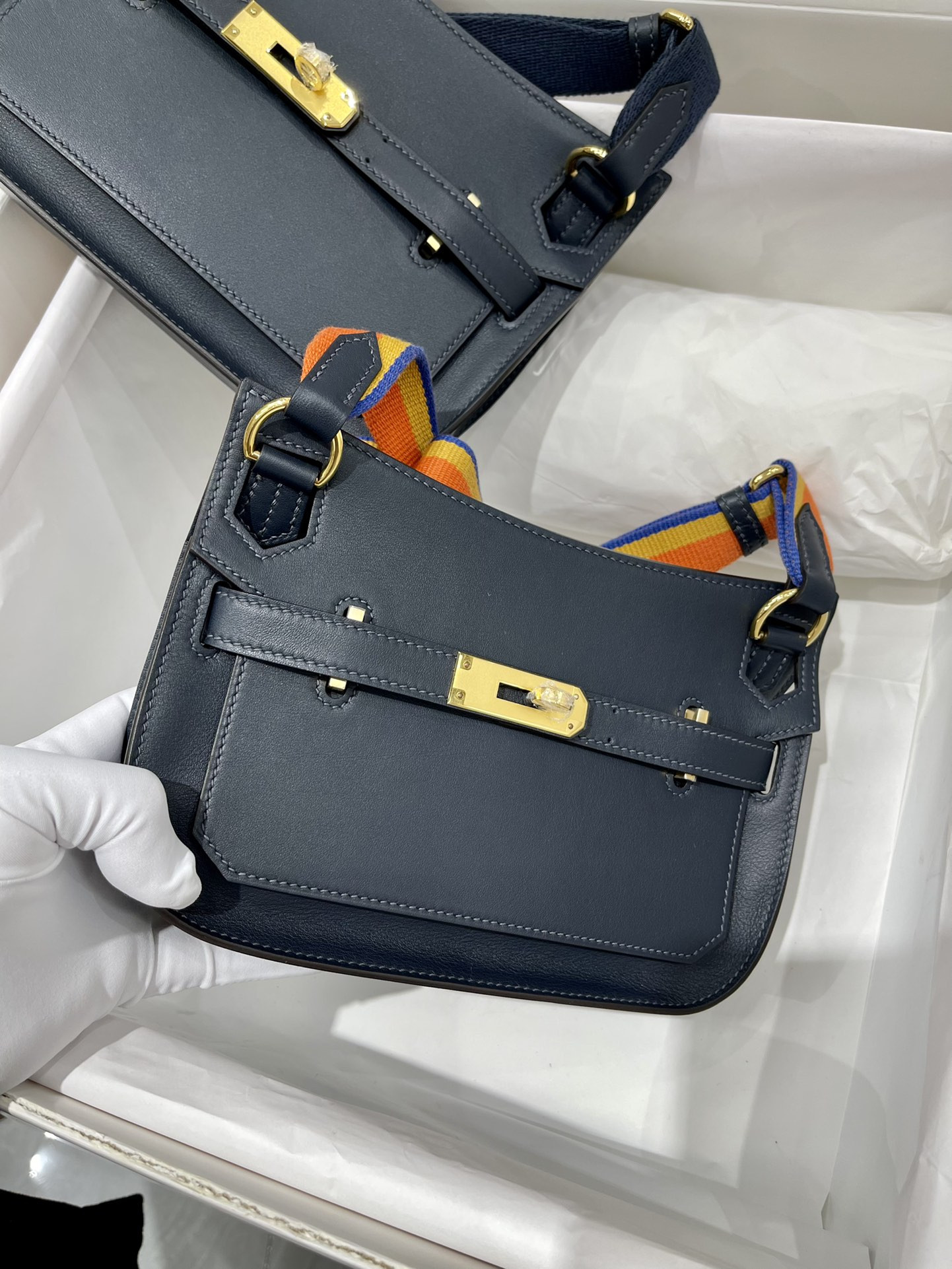 H**mes jypsiere mini bag in swift leather gris meyer