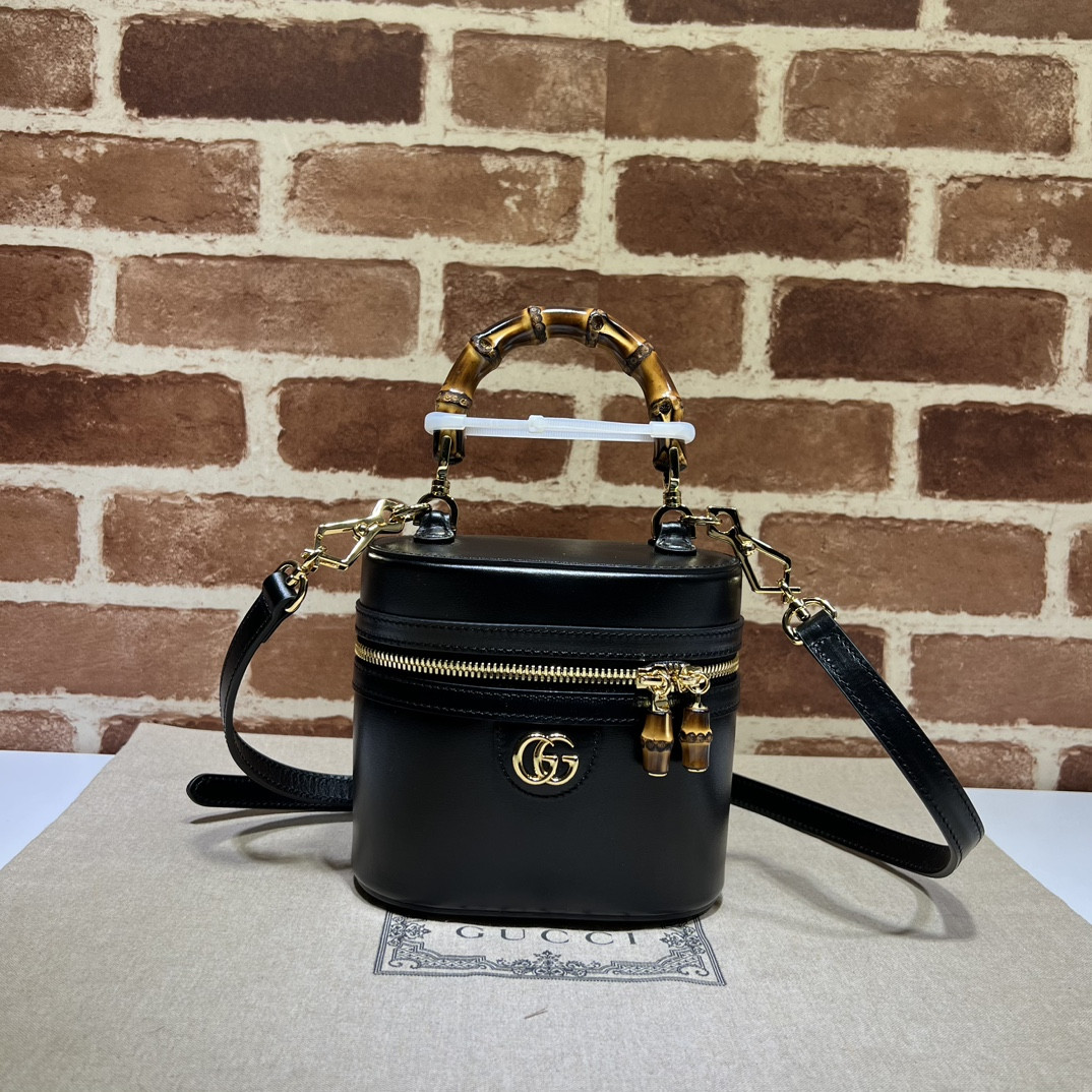 G*u*i mini vanity bag with bamboo handle - 15.5*13.5*4cm